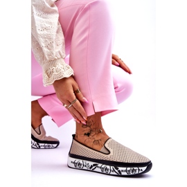 S.Barski Naisten avoimet nahkalenkkarit Slip-On beige Sorito 3