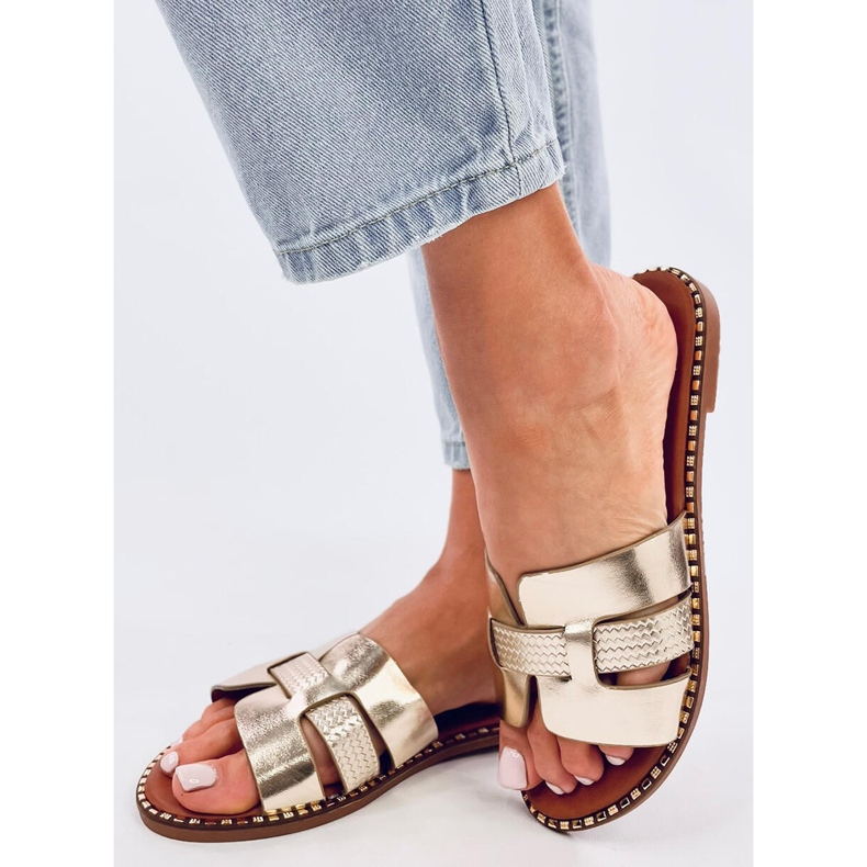 Naisten tyylikkäät Dalmasi Gold -varvastossut kultainen 2