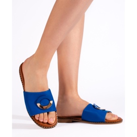 Naisten siniset litteät varvastossut sininen 2