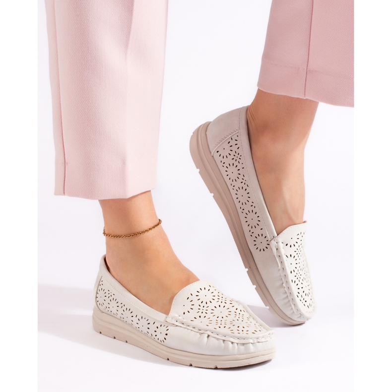 Naisten valkoiset harjakattoiset mokasiinit valkoinen 1