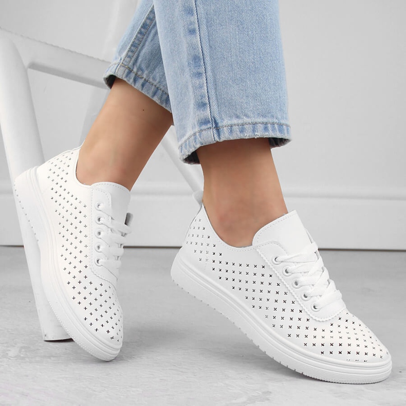 Naisten harjakattoiset urheilukengät, valkoinen Sabatina 0819 1