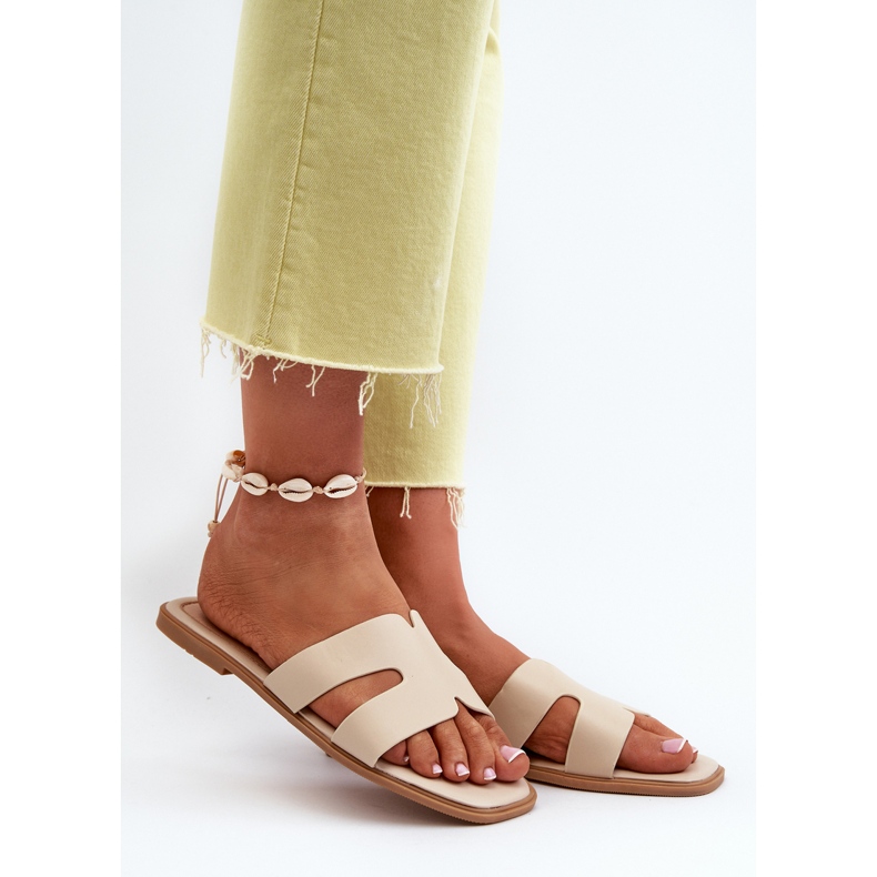 Naisten litteät varvastossut leikkauksilla beige Fiviama 2