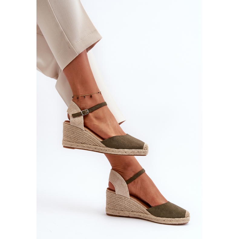Suede Espadrilles Wedge Sandals Green Cammer vihreä 1