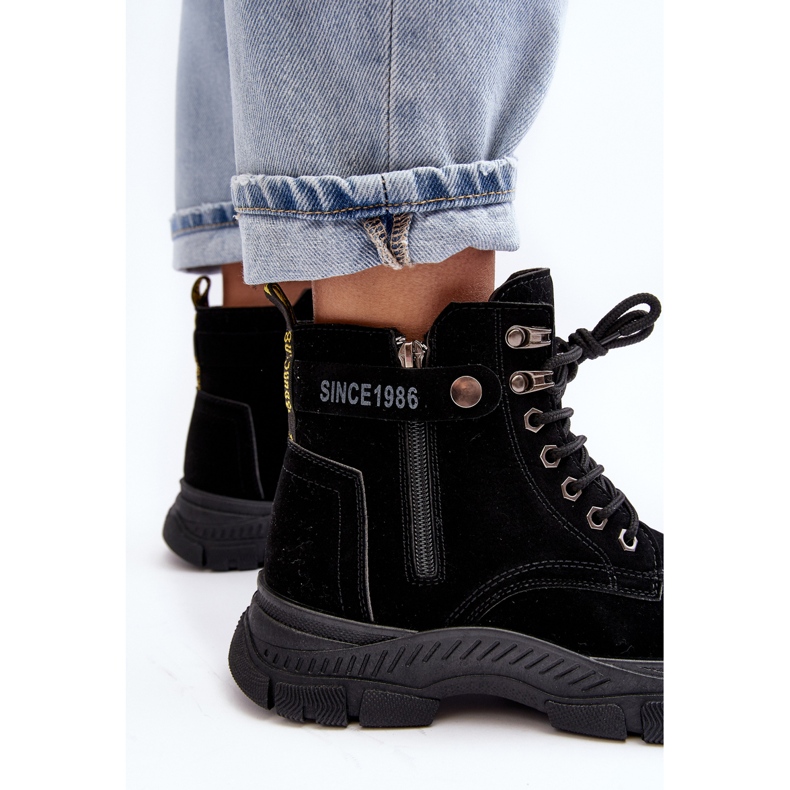 PS1 Jailina eristetyt mokkanahkaiset naisten trapper-nilkkurit musta 1