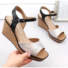 Naisten hopeiset kiila sandaalit Sergio Leone SK229 hopea 1