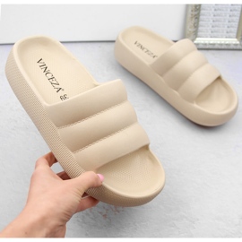 Naisten tikatut alustatossut, beige Vinceza 75204 1