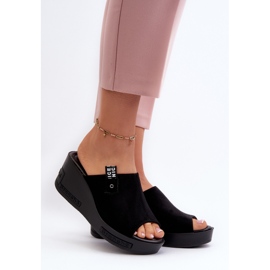 Vinceza Naisten mustat Vleni Wedge -varvastossut 2