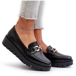 Evento Naisten mokasiinit koristeellisella alustalla, musta 4