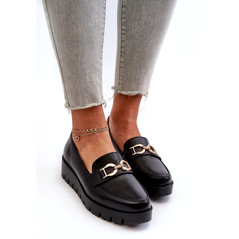 Evento Naisten mokasiinit koristeellisella alustalla, musta 2