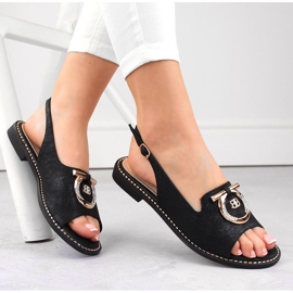 Mukavat naisten sandaalit koristeena, musta S.Barski 053 1