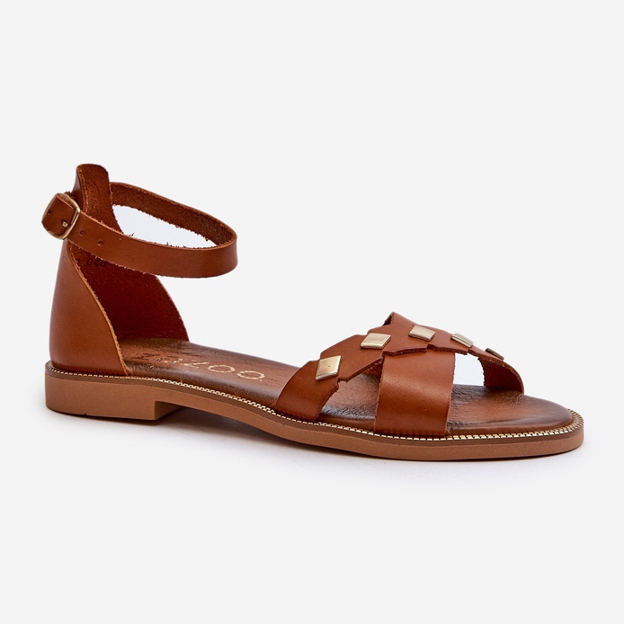 Zazoo 40378 Naisten litteät nahkasandaalit, ruskea 2