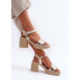 Zazoo 40386 Naisten nahkasandaalit, kulta kultainen 2