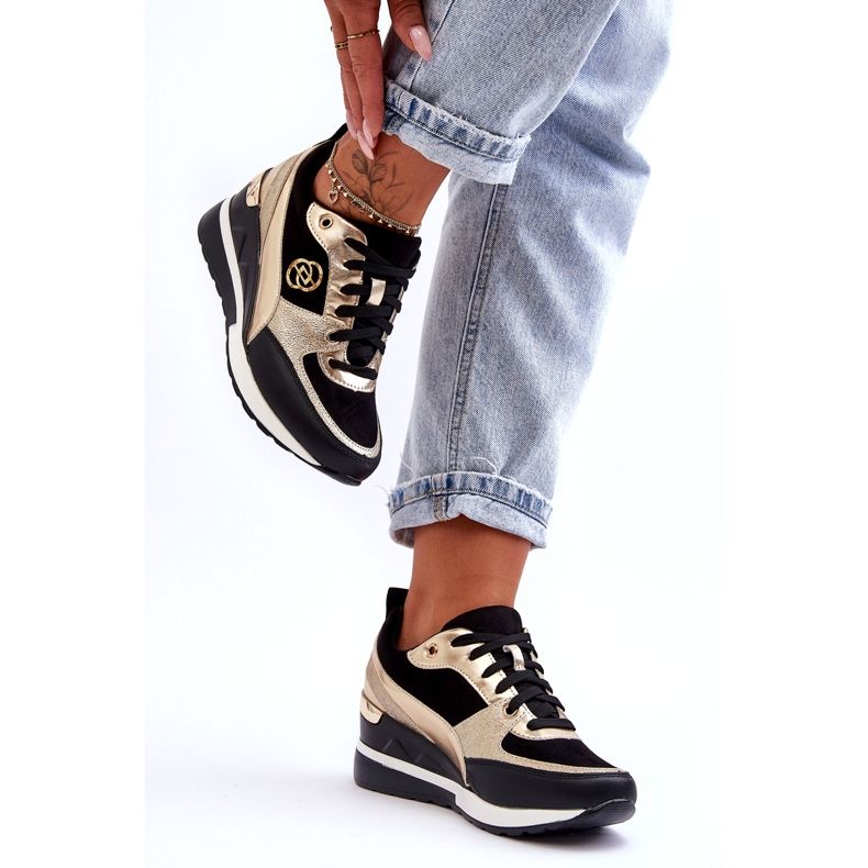 Evento Naisten nauhalliset lenkkarit, mustat ja kultaiset Genova 1