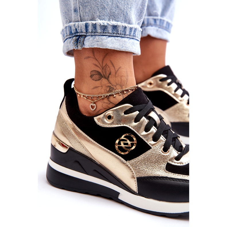 Evento Naisten nauhalliset lenkkarit, mustat ja kultaiset Genova 2