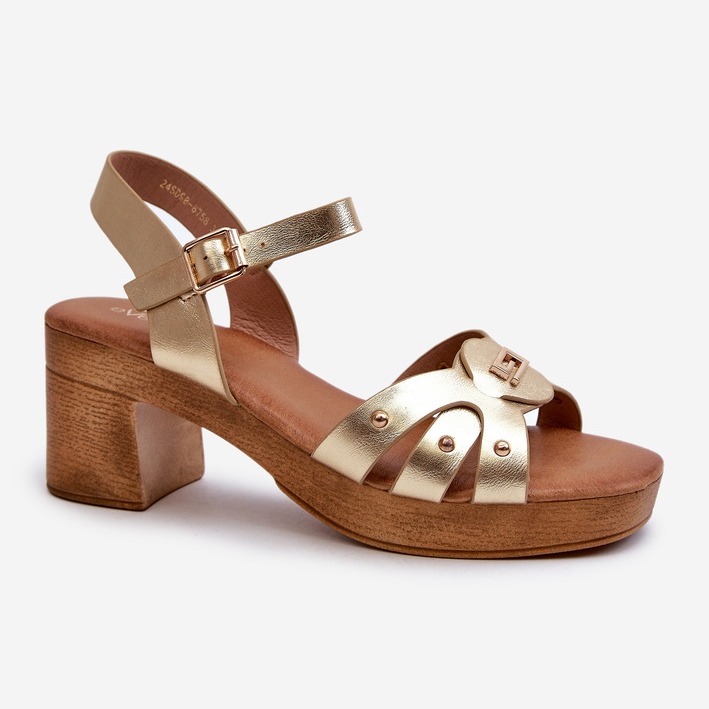Naisten korkeakorkoiset sandaalit, jotka on valmistettu Eco-nahasta, Golden Assames kultainen 1