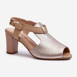 Jezzi Naisten korkeakorkoiset sandaalit Eco-nahasta, kultainen Queenmarie 1