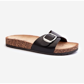 Naisten varvastossut korkkitasolla soljella, musta Moaxi 1