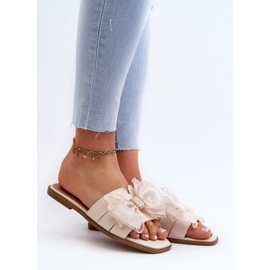 Naisten litteät varvastossut rusetilla, beige Balinda 2