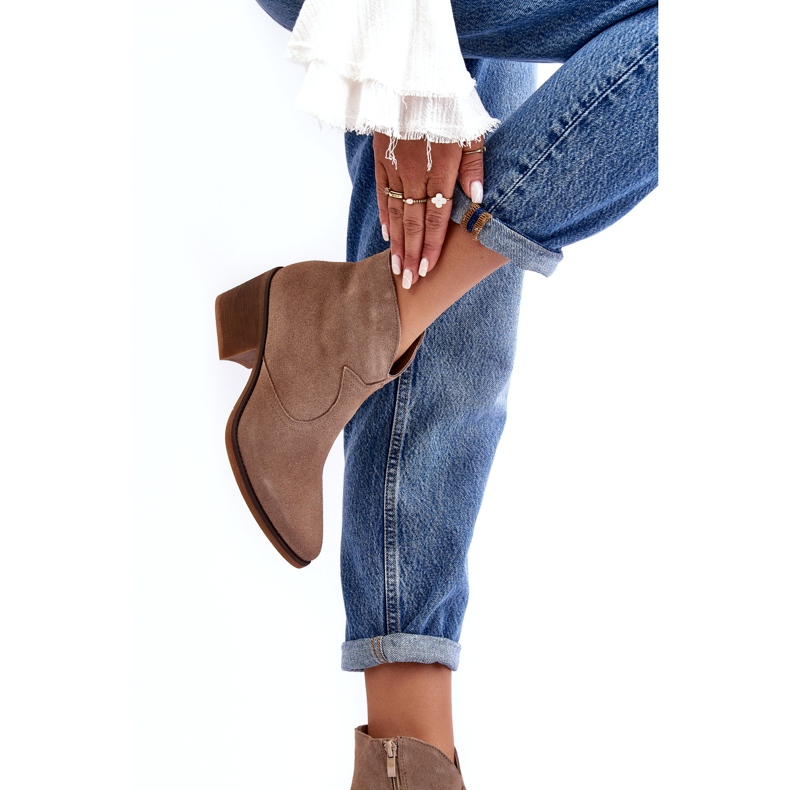 S.Barski Mokka Cowboy-saappaat vetoketjulla D&amp;A SN622-29 Tummanbeige 2