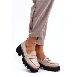 S.Barski Naisten nahkaiset mokasiinit D&amp;A MR870-32 beige 1