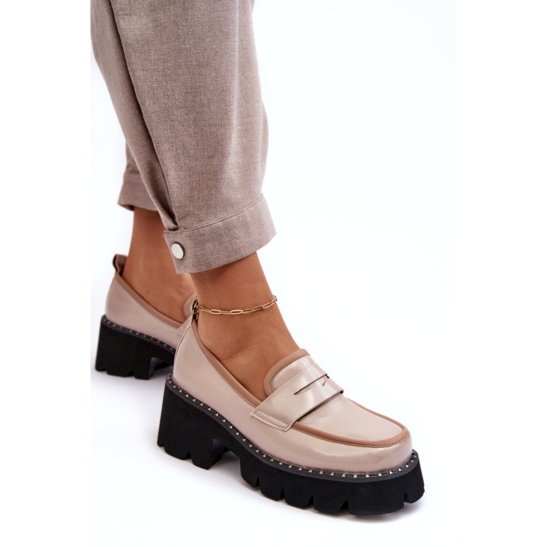 S.Barski Naisten nahkaiset mokasiinit D&amp;A MR870-32 beige 3