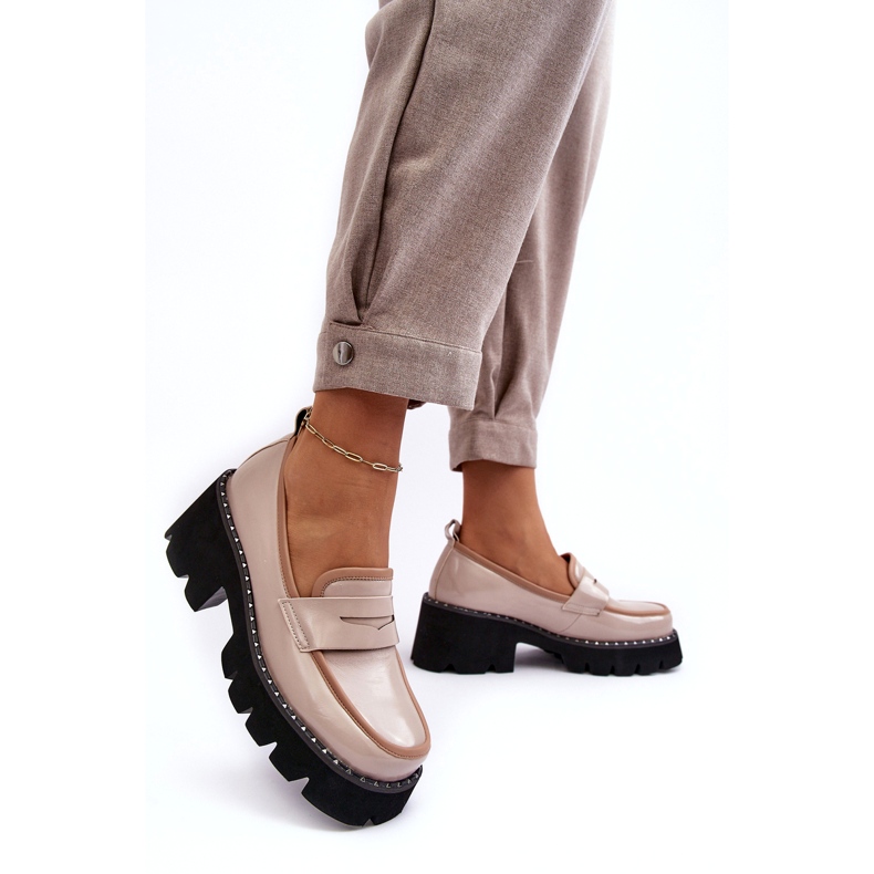 S.Barski Naisten nahkaiset mokasiinit D&amp;A MR870-32 beige 2