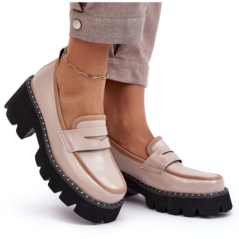 S.Barski Naisten nahkaiset mokasiinit D&amp;A MR870-32 beige 4