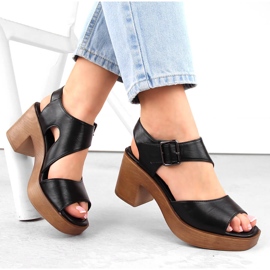 M. DASZYŃSKI Naisten korkokengät ja alustan mustat sandaalit M.Daszyński MR23117-1 1