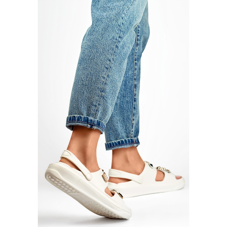 Naisten kumiset flip-flop-sandaalit koristeilla valkoinen 1