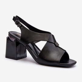 Vinceza Naisten tyylikkäät korkokengät sandaalit, ekologinen nahka, musta Asellesa 1