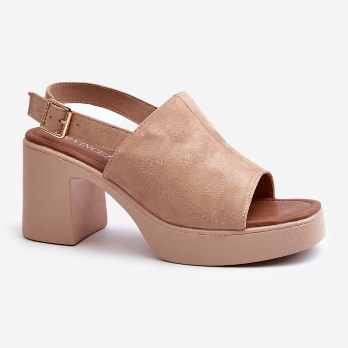Vinceza Naisten sandaalit, jotka on valmistettu Eco Suede -kankaasta, jossa on alusta ja korkokengät, beige Vatle 1