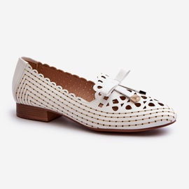 Jezzi Naisten harjakattoiset ballerinakengät rusetilla, valkoinen Nestavia 1