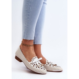 Jezzi Naisten harjakattoiset ballerinakengät rusetilla, valkoinen Nestavia 2