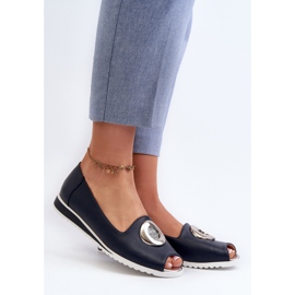 Jezzi Naisten pumput ekologisella nahkakoristeella, tummansininen Biolita 2