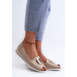 Jezzi Naisten pumput ekologisella nahkakoristeella, kultainen Biolita 2