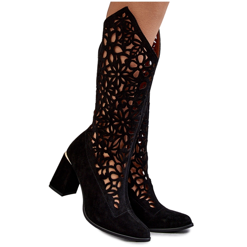 Lewski Shoes Suede Openwork Boots Leewski Shoes 3234 musta 4