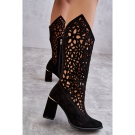 Lewski Shoes Suede Openwork Boots Leewski Shoes 3234 musta 3