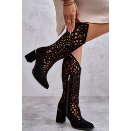 Lewski Shoes Suede Openwork Boots Leewski Shoes 3234 musta 2