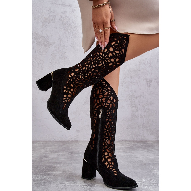 Lewski Shoes Suede Openwork Boots Leewski Shoes 3234 musta 2