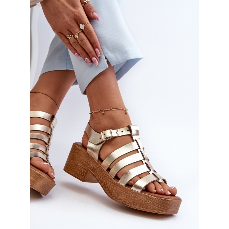 Zazoo 40410 naisten nahkasandaalit kultaa kultainen 1