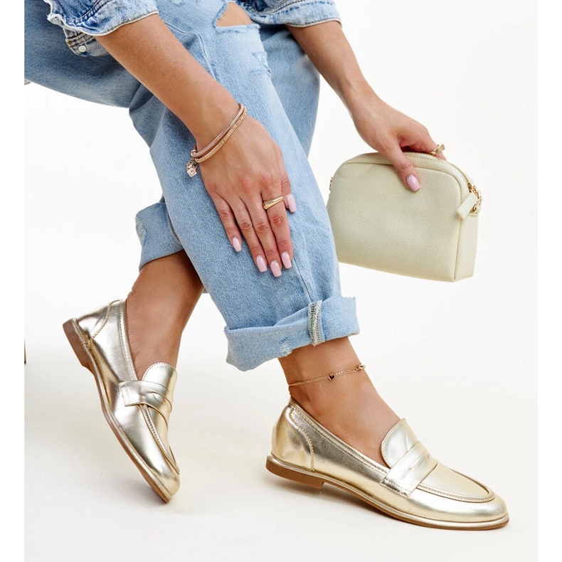Klassiset kultaiset Nasia mokasiinit kultainen 1