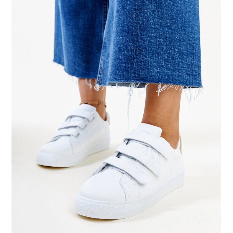 Valkoiset ja kultaiset Samala velcro -lenkkarit valkoinen 1