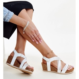 Salmanin valkoiset korkkikiila sandaalit valkoinen 1