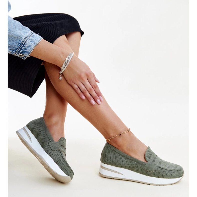 Vihreät rei'itetyt Muna kengät 1