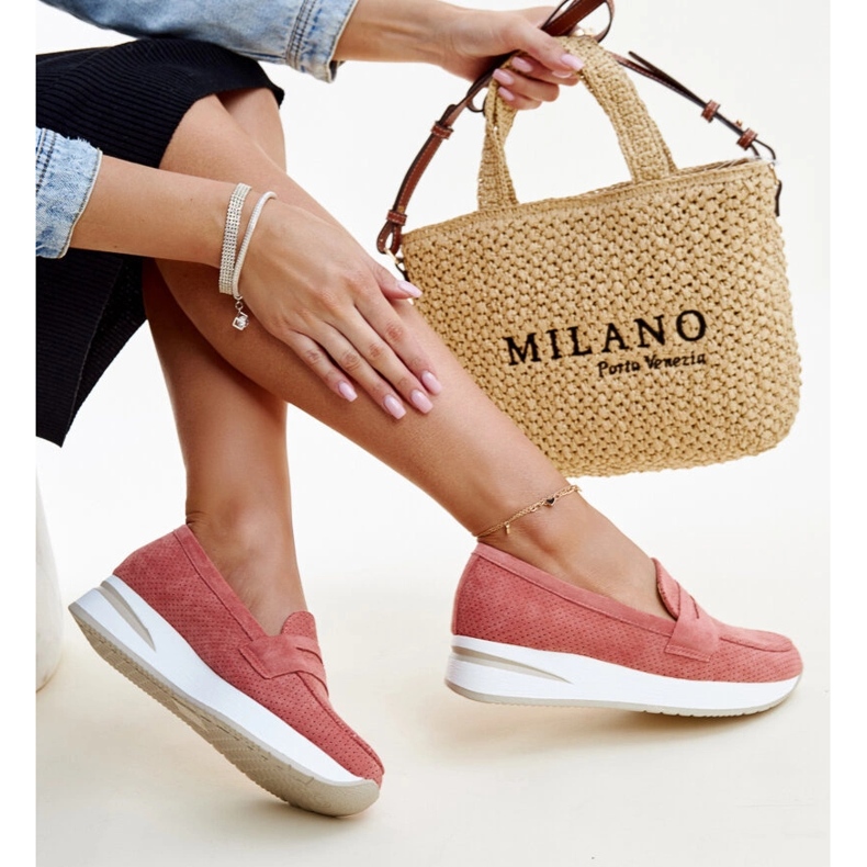 Vaaleanpunaiset rei'itetyt Muna kengät vaaleanpunainen 1