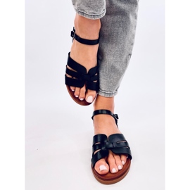 Manzo Black naisten tasaiset sandaalit musta 2