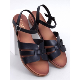 Manzo Black naisten tasaiset sandaalit musta 1