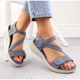 Naisten mukavat sandaalit tarranauhalla ja kuminauhalla, sininen eVento 7056 1