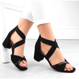 Naisten korkeakorkoiset sandaalit kuminauhalla, musta Filippo DS6262 1