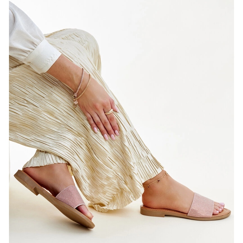 Vaaleanpunaiset kiiltävät Anilsa varvastossut vaaleanpunainen 1